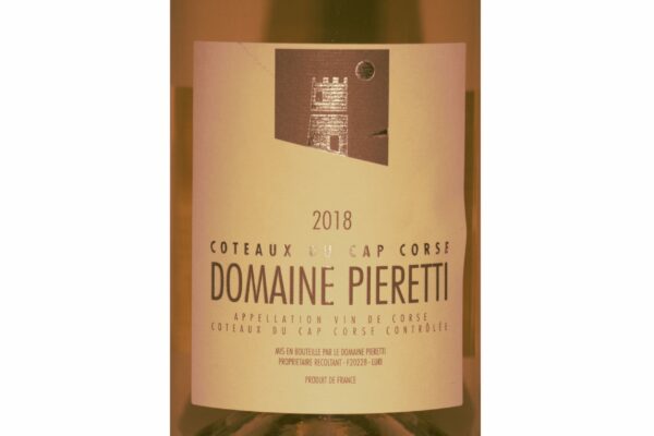 Étiquette frontale de la bouteille - Domaine de Pieretti Blanc 2018