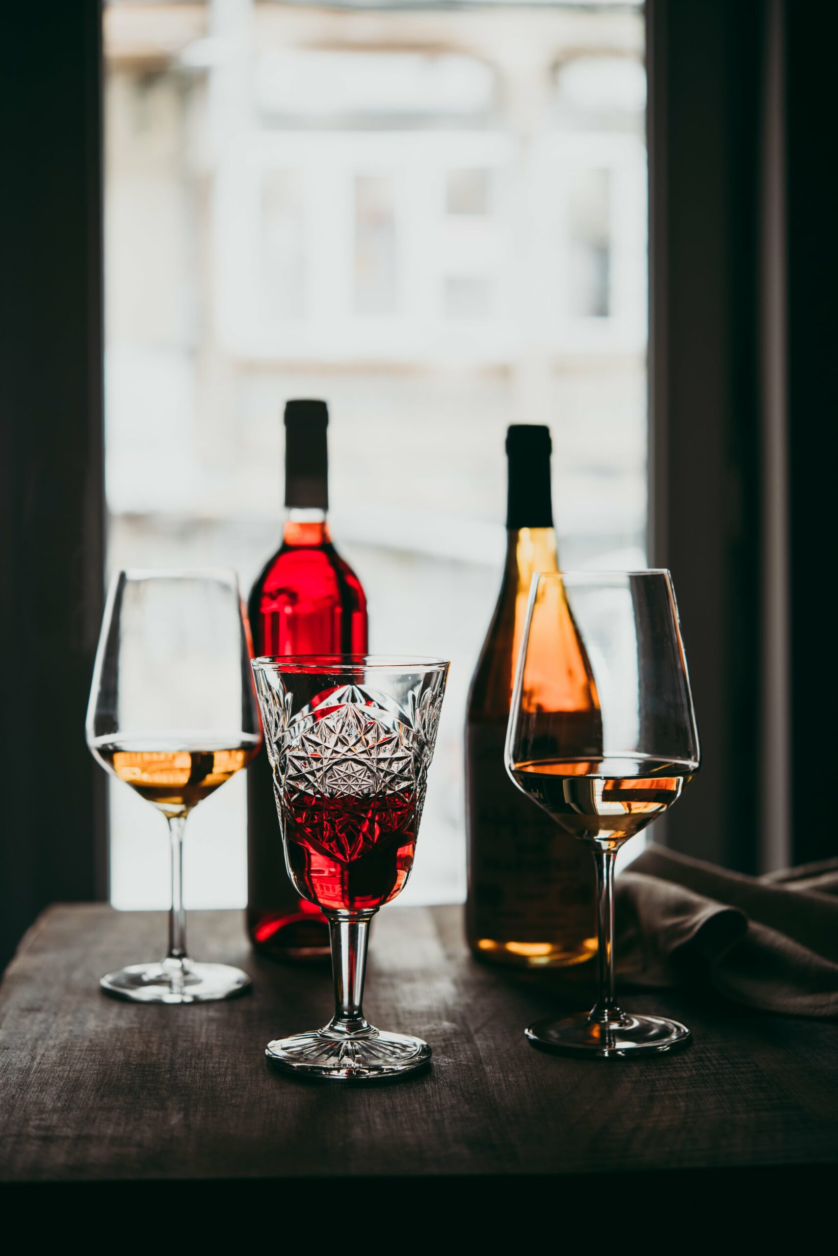 Vin rouge et vin orange.